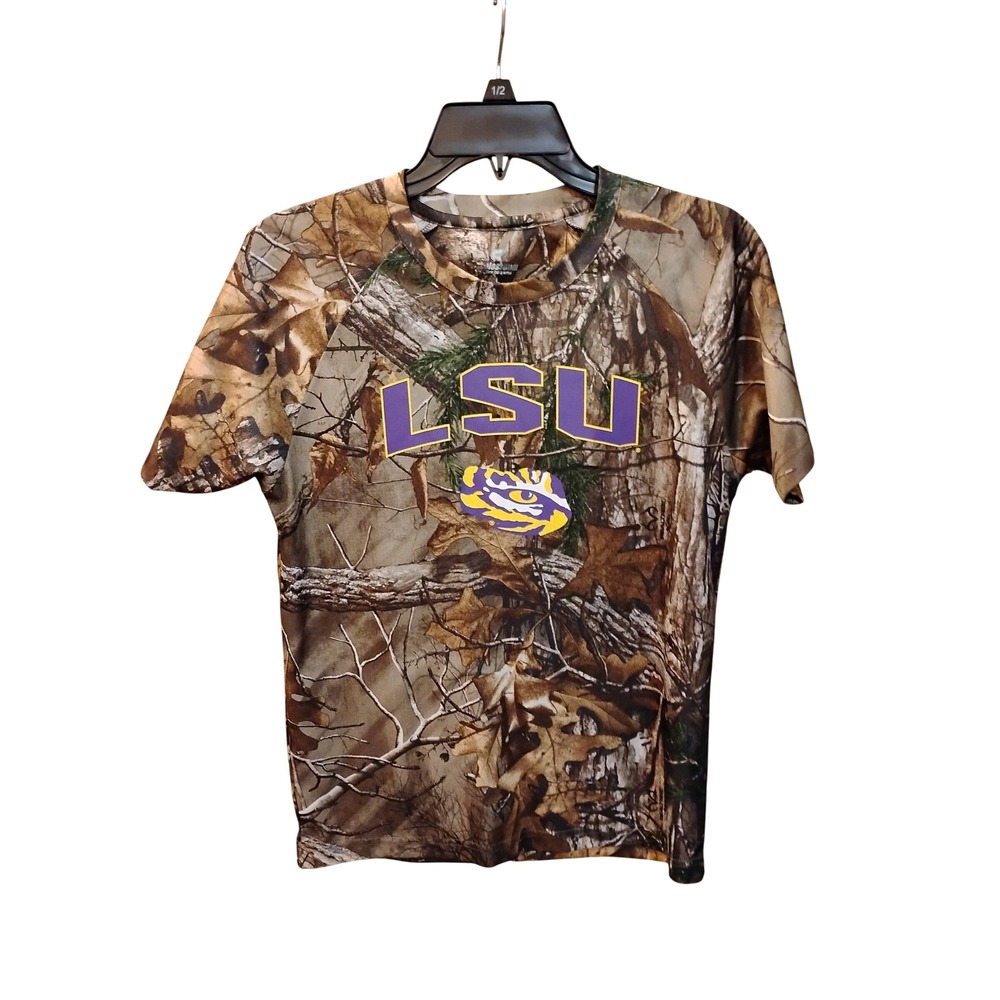 Colosseum LSU Tigers Youth Large Realtree Camo T-Shirt Short Sleeve Kids 16-18
